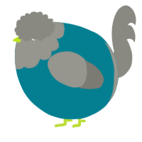 A sea and ash chicken with a head pattern