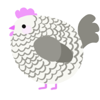 A white and ash chicken with a lace pattern