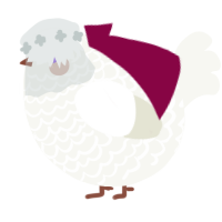A white chicken with a lace pattern
