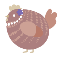 A red and vermilion chicken with a bar pattern