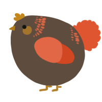 A bark and vermilion chicken with a neck-band pattern
