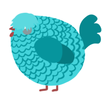 A aqua and teal chicken with a lace pattern