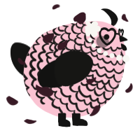 A rose and black chicken with a lace pattern
