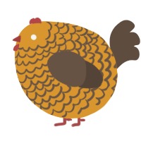 A orange and bark chicken with a lace pattern
