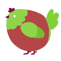 A red and grass chicken with a head pattern