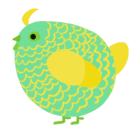 A spring and yellow chicken with a lace pattern