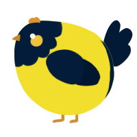 A yellow and tumblr chicken with a head pattern