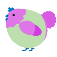 A gluppy and orchid chicken with a head pattern