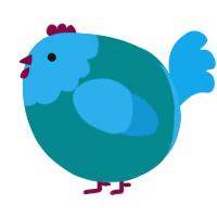 A teal and sky chicken with a head pattern