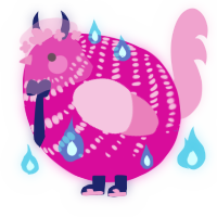 A fuchsia and pink chicken with a bar pattern