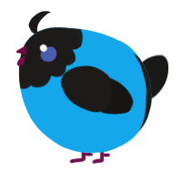 A sky and sable chicken with a head pattern
