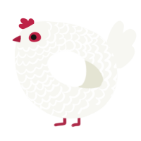 A white chicken with a lace pattern