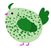 A gluppy and leaf chicken with a speckle pattern
