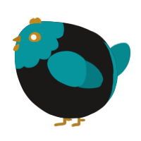 A sable and teal chicken with a head pattern