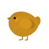 A ochre chicken with a lace pattern