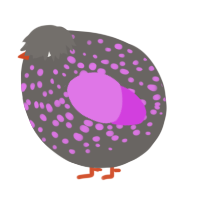 A grey and orchid chicken with a speckle pattern