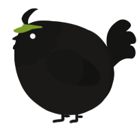 A sable and black chicken with a head pattern
