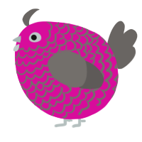 A fuchsia and grey chicken with a lace pattern