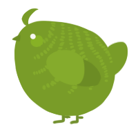 A chartreuse chicken with a half-bar pattern
