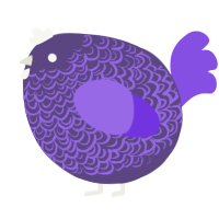 A overcast and blurple chicken with a double-lace pattern