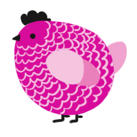 A fuchsia and pink chicken with a lace pattern