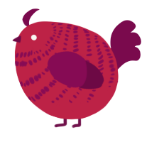 A crimson and wine chicken with a bar pattern