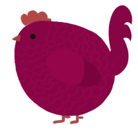 A maroon chicken with a lace pattern