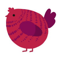 A crimson and wine chicken with a bar pattern