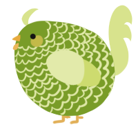 A chartreuse and lemon chicken with a lace pattern