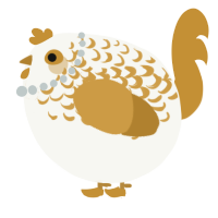 A white and gold chicken with a half-lace pattern
