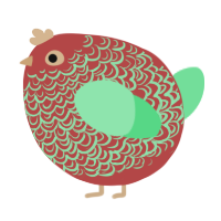 A red and spring chicken with a double-lace pattern