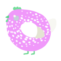 A lavender and white chicken with a speckle pattern