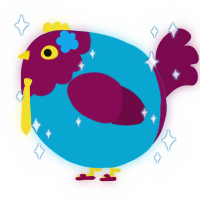 A cerulean and wine chicken with a head pattern