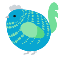 A cerulean and spring chicken with a bar pattern
