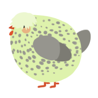 A apple and ash chicken with a speckle pattern