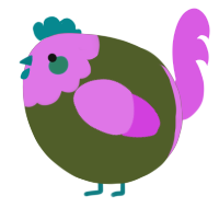 A olive and orchid chicken with a head pattern