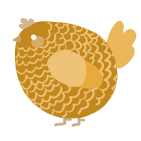 A ochre and honey chicken with a lace pattern