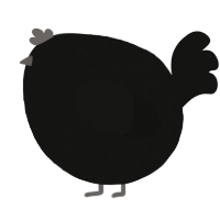 A black chicken with a lace pattern