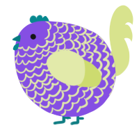 A blurple and lemon chicken with a lace pattern