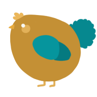 A gold and teal chicken