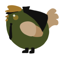 A olive and beige chicken