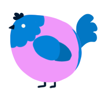 A lavender and sapphire chicken with a head pattern
