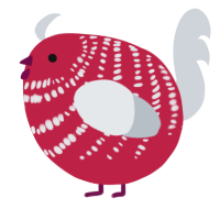 A crimson and mist chicken with a bar pattern