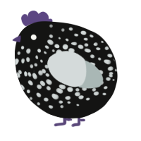 A black and silver chicken with a speckle pattern