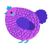 A orchid and indigo chicken with a lace pattern