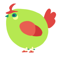 A grass and crimson chicken