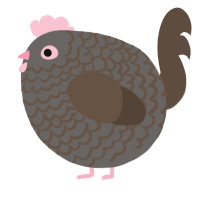A grey and bark chicken with a lace pattern