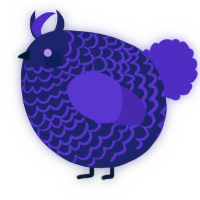 A navy and indigo chicken with a lace pattern