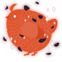 A vermilion chicken with a lace pattern