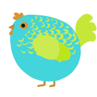 A aqua and lime chicken with a half-lace pattern